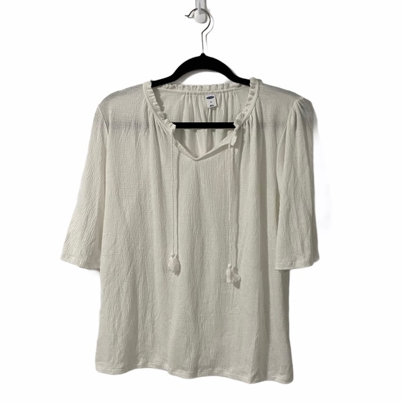 Old Navy Cream Flowy Peasant Shirt | Size Medium - Picture 1 of 7